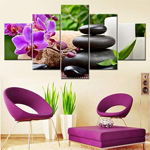 DGGDVP Arte en Lienzo HD Carteles e Impresiones Imagen de Pared para Sala de Estar Caligrafía Vela Flor de Loto Decoración del hogar Pintura Modular Tamaño 1 Marco