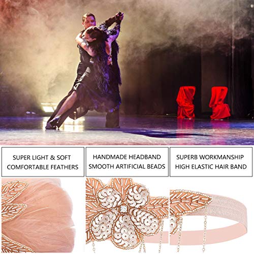 Diadema de los años 20 – 1920s Flapper Headpiece Great Gatsby Costume Headband Vintage 1920s Flapper Accesorios Roaring 20's Accesorios para fiesta, Champgane, M