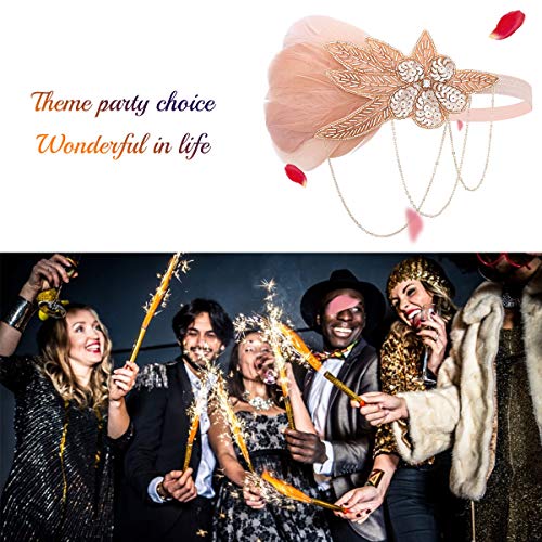 Diadema de los años 20 – 1920s Flapper Headpiece Great Gatsby Costume Headband Vintage 1920s Flapper Accesorios Roaring 20's Accesorios para fiesta, Champgane, M