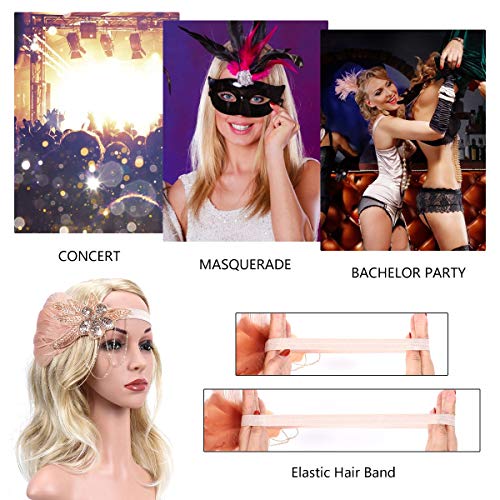 Diadema de los años 20 – 1920s Flapper Headpiece Great Gatsby Costume Headband Vintage 1920s Flapper Accesorios Roaring 20's Accesorios para fiesta, Champgane, M
