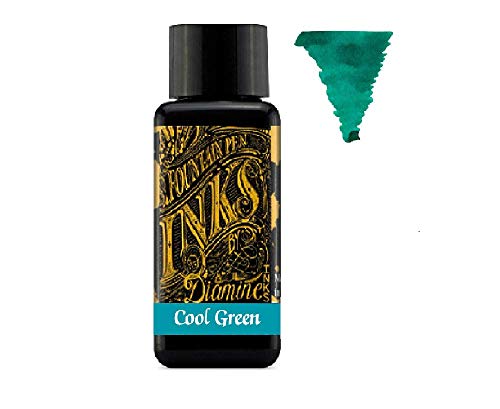 Diamine - Tinta para pluma estilográfica de 30 ml - Rueda de color - 6 botellas - Writers Blood, verde frío, azul brumoso, sepia, rosa flamenco, damson