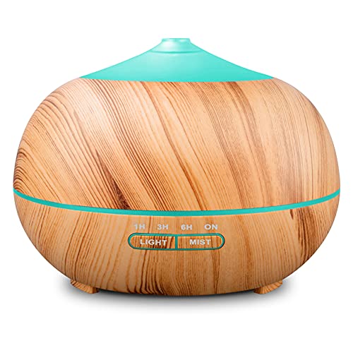 Difusor de aceites Esenciales Humidificador de aromaterapia: Vaporizador de Aroma ultrasónico de 400 ml - Difusores eléctricos con luz LED de 7 Colores y 4 temporizadores para el hogar
