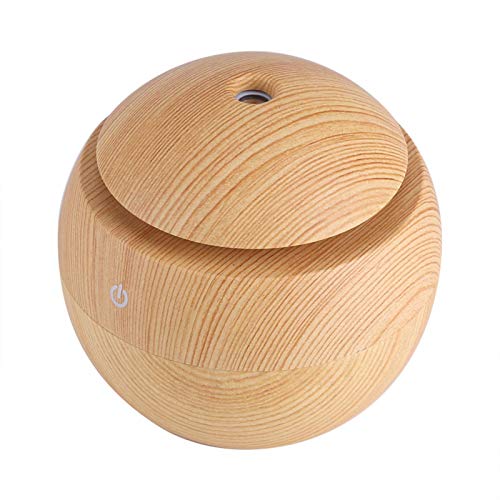 Difusor De Aceites Esenciales, Humidificador UltrasóNico De Aroma con Led Que Cambia De Color Y Enchufe USB para Usar En El Hogar, En Interiores Y En Viajes-4 Colores(Veta de Madera Clara)