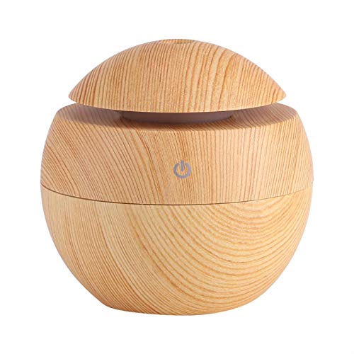 Difusor De Aceites Esenciales, Humidificador UltrasóNico De Aroma con Led Que Cambia De Color Y Enchufe USB para Usar En El Hogar, En Interiores Y En Viajes-4 Colores(Veta de Madera Clara)