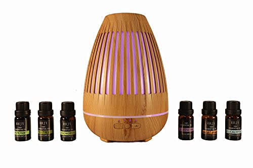 Difusor de Aromaterapia ultrasónico de 400ml, pack de 6 aceites esenciales, alimentación USB, Humidificador y ambientador del hogar, vaporizador, apto para bebes. Xtraitem