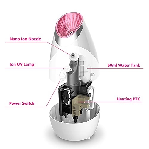 DiiDa Vaporizador facial Nano Ionic para sauna facial con niebla cálida, para el hogar, spa, humidificador, vapor, vaporizador facial