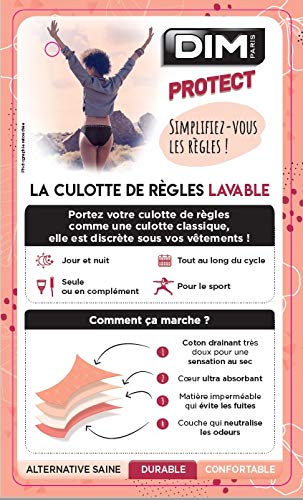 Dim Lingerie Femme Culotte MENSTRUELLE Dim Protect ABONDANT Ropa Interior, Negro, 40 para Mujer