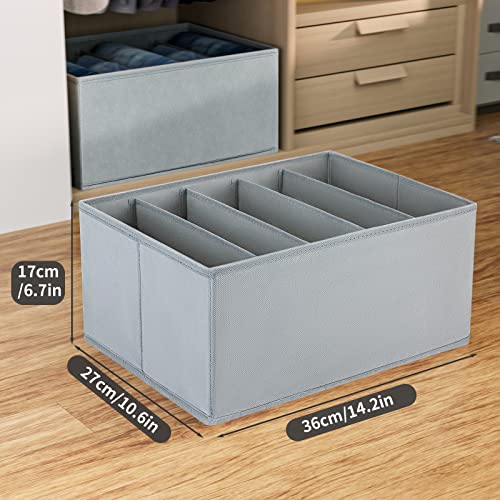 DIMJ Organizador Cajones Plegable, Paquete de 2 Cajas Almacenaje de Jeans Organizador de Armario de Tela con Compartimentos para Pantalones, Camisas, Suéteres, Leggings,ropa