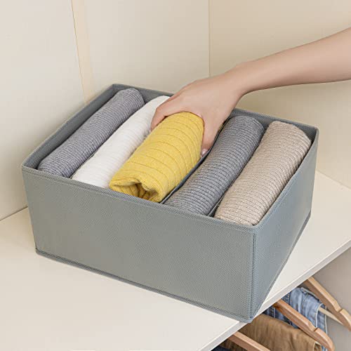 DIMJ Organizador Cajones Plegable, Paquete de 2 Cajas Almacenaje de Jeans Organizador de Armario de Tela con Compartimentos para Pantalones, Camisas, Suéteres, Leggings,ropa
