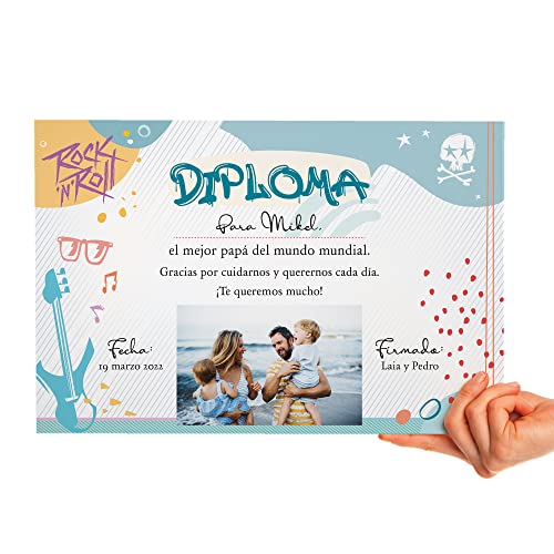 Diploma al Mejor Papá del Mundo personalizado con su nombre | Regalo original Día del Padre | Varios diseños disponibles