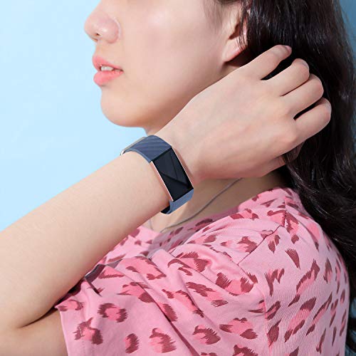 Dirrelo 3 Pack Compatible con Fitbit Charge 3/Fitbit Charge 4/Charge 3 SE Correa para Mujeres Hombres, Pulsera Deportiva de Repuesto Ajustable de Silicona Suave para, Nero+BLU+BLU Grigio L