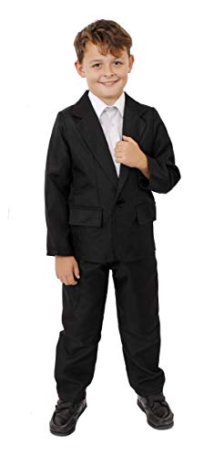 Disfraz de agente secreto para niños, traje negro, traje de 2 piezas negro con chaqueta y pantalones. Perfecto para ciencia ficción, película temática y disfraz de fantasía de Halloween