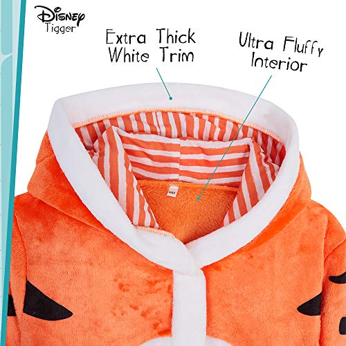 Disney Bata Niño Casa, Batas Para Niños Tigger Winnie The Pooh de Forro Polar, Albornoz Niño Capucha 3D, Regalos Originales Para Niños Niñas Adolescentes (Naranja, 11-12 años)