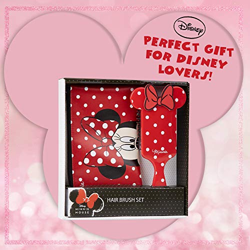 Disney Minnie Mouse Set de Belleza, Incluye Neceser Maquillaje y Cepillo Pelo de Lunares, Bolsa Cosmetica Mujer, Regalos Para Mujer y Chica Adolescente