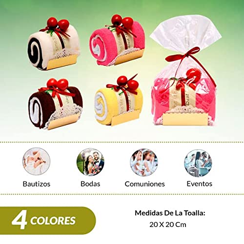 DISOK - Toalla EN Forma DE Tronco Pastel EN Bolsa DE Regalo - Detalles, Regalos y Recuerdos para Bodas Originales, Prácticos, Exclusivos. Toallitas en Forma de Pasteles, Cupcakes. Cumpleaños