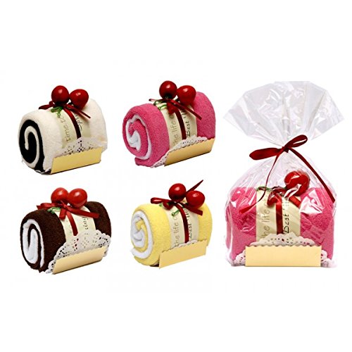 DISOK - Toalla EN Forma DE Tronco Pastel EN Bolsa DE Regalo - Detalles, Regalos y Recuerdos para Bodas Originales, Prácticos, Exclusivos. Toallitas en Forma de Pasteles, Cupcakes. Cumpleaños