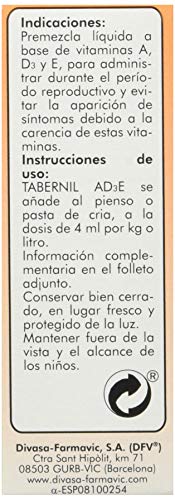 DIVASA Tabernil A, D3, E Solución Oral para Aves - 20 ml