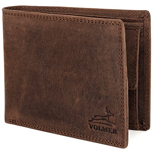 Diverso Cartera De Cuero En Horizontal Hombres Mujeres Bloqueo RFID Fa.Volmer Serie #Easycomfort (Marron)