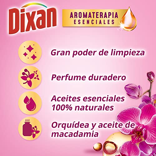 Dixan Gel Aromaterapia Orquídea & Aceite de Macadamia, Detergente Líquido para Lavadora (30 lavados, pack de 4, total 120 lavados), jabón líquido, aceites esenciales para lavar ropa blanca y de color