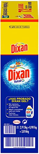 Dixan Polvo Total 3+1, Detergente en Polvo para Lavadora (55 lavados +30% gratis, total: 72 lavados) jabón para lavar la ropa blanca y de color, limpieza, luminosidad y frescor, a un precio increíble