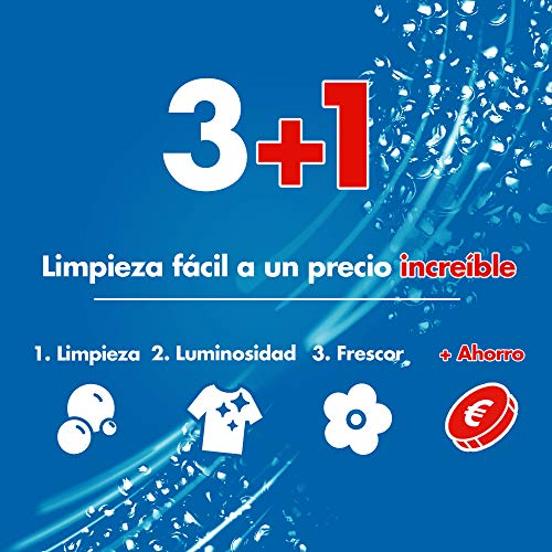 Dixan Polvo Total 3+1, Detergente en Polvo para Lavadora (55 lavados +30% gratis, total: 72 lavados) jabón para lavar la ropa blanca y de color, limpieza, luminosidad y frescor, a un precio increíble