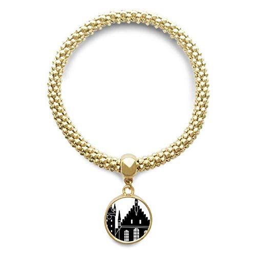 DIYthinker Cadena de joyería Alemania Colonia Famosa Catedral de Oro Pendiente Redondo de Pulsera