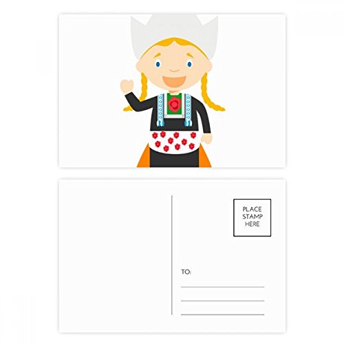 DIYthinker Coletas niña Holanda Postal de dibujos animados Conjunto de tarjeta de cumpleaños de correo Gracias lateral 20Pcs 5,7 pulgadas x 3,8 pulgadas Multicolor