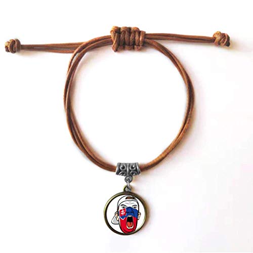 DIYthinker Eslovaquia Bandera de Pinturas Faciales Maquillaje Pac Pulsera Cuero Cuerda Doble Pulsera Parejas Conjunto
