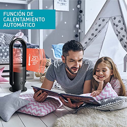 djive ARC Heater 3en1 calentador con termostato, purificador de aire y ventilador sin aspas, 2000W, filtro HEPA 14, UV-C, elimina 99,995% de alérgenos, inteligente wifi y app, Alexa, Google Home, gris