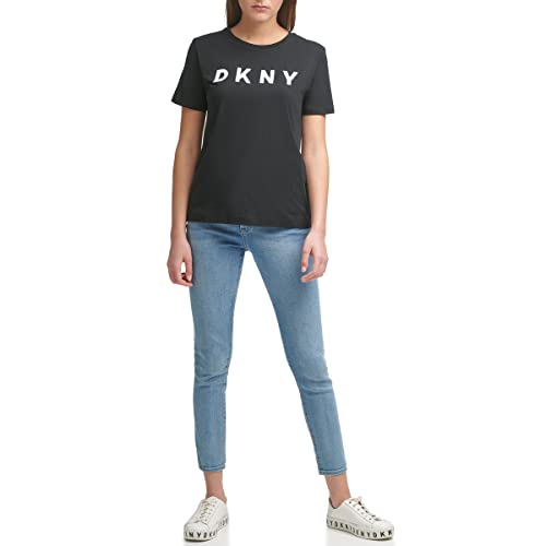 DKNY Sportswear W3276cna, S/S Logo tee Camiseta, Black, M Da Donna