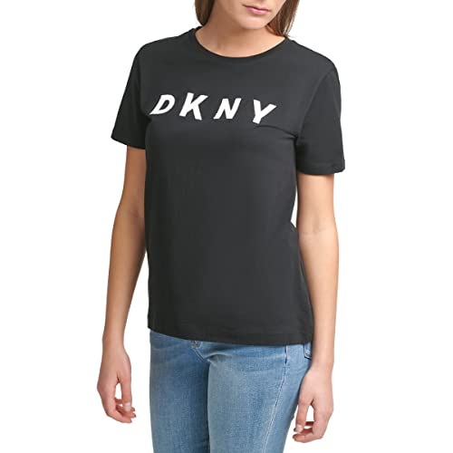 DKNY Sportswear W3276cna, S/S Logo tee Camiseta, Black, M Da Donna