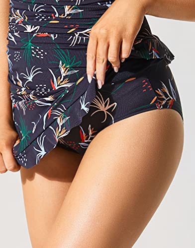DOBREVA - Bañador con Falda Traje de baño de Una Pieza Halter para Mujer Aromas fragantes 46