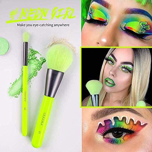 Docolor brochas de maquillaje 15piezas kit brochas maquillaje Neon Green Polvo facial Correctores de rubor Brochas para sombras de ojos Kit de maquillaje profesional con caja de regalo