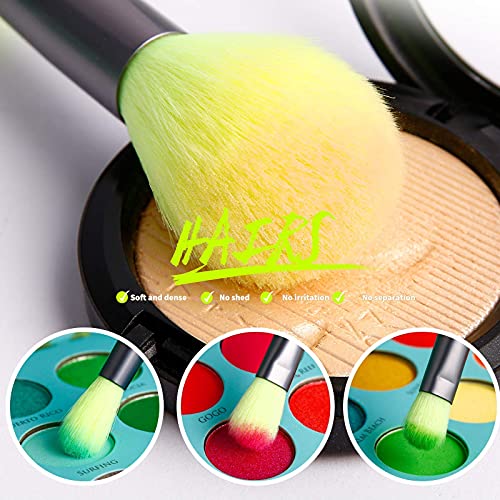Docolor brochas de maquillaje 15piezas kit brochas maquillaje Neon Green Polvo facial Correctores de rubor Brochas para sombras de ojos Kit de maquillaje profesional con caja de regalo