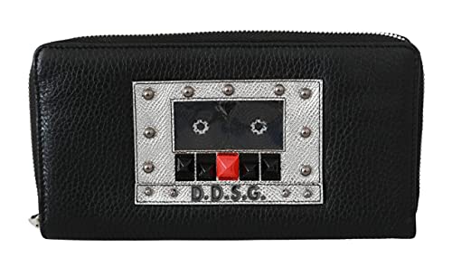 Dolce & Gabbana Black Mens Zipper Continental Purse 100% Leather Wallet