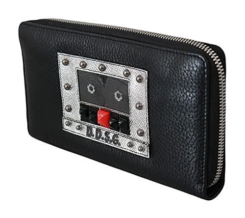 Dolce & Gabbana Black Mens Zipper Continental Purse 100% Leather Wallet