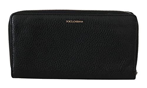 Dolce & Gabbana Black Mens Zipper Continental Purse 100% Leather Wallet