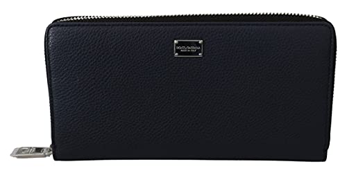 Dolce & Gabbana Cartera de cuero de embrague continental con cremallera azul alrededor de hombre
