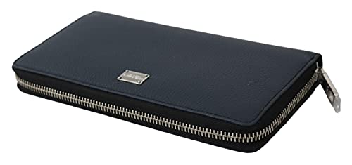 Dolce & Gabbana Cartera de cuero de embrague continental con cremallera azul alrededor de hombre