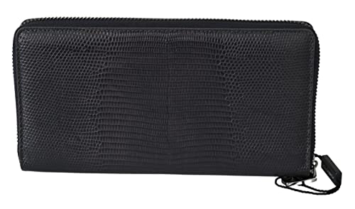 Dolce & Gabbana Cartera de cuero de embrague continental para hombre con cremallera gris