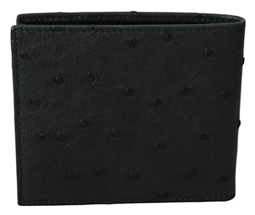Dolce & Gabbana Cartera de cuero verde de avestruz Bill para hombre con tarjeta