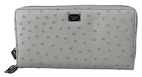 Dolce & Gabbana Cartera de embrague para hombre Continental de cuero de avestruz blanco