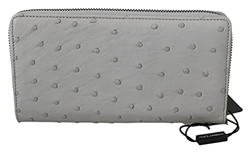 Dolce & Gabbana Cartera de embrague para hombre Continental de cuero de avestruz blanco