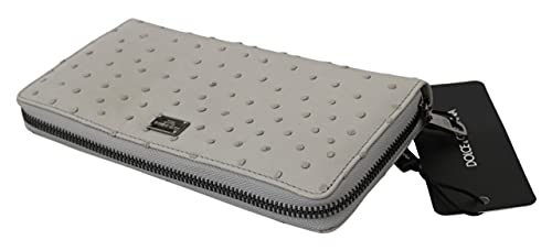 Dolce & Gabbana Cartera de embrague para hombre Continental de cuero de avestruz blanco