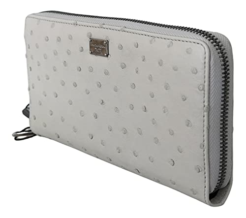 Dolce & Gabbana Cartera de embrague para hombre Continental de cuero de avestruz blanco
