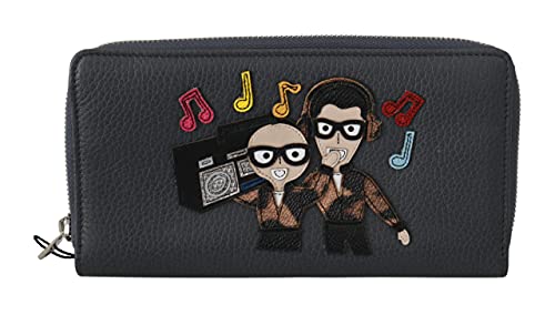 Dolce & Gabbana Gray Mens Zipper Continental Purse 100% Leather Wallet