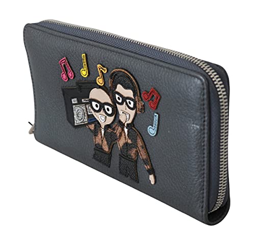 Dolce & Gabbana Gray Mens Zipper Continental Purse 100% Leather Wallet
