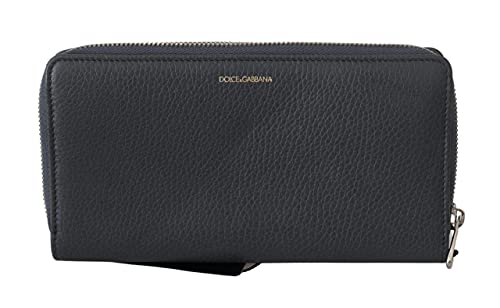 Dolce & Gabbana Gray Mens Zipper Continental Purse 100% Leather Wallet