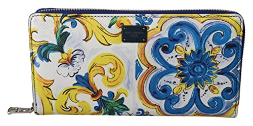 Dolce & Gabbana Mallorca Cartera Larga de Cuero Estampado BP1672 Cremallera Alrededor