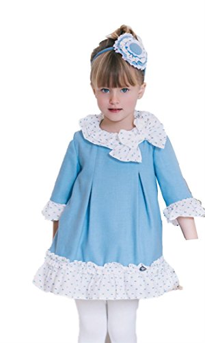 DOLCE PETIT 2826-22-2256-V-AZUL PORCELANA-10 - Vestido NIÑA PLUMETI Niñas Color: Azul Porcelana Talla: 10 años